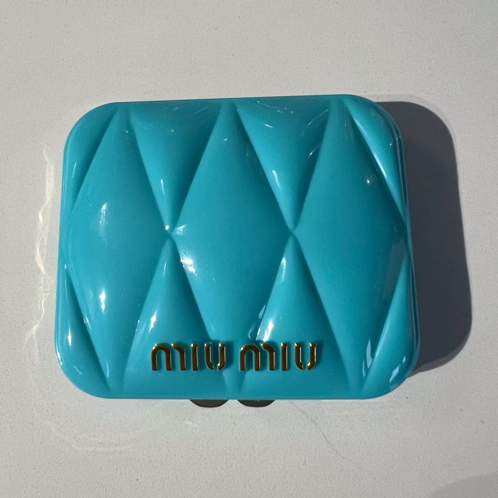 Miu Miu Turquoise Quilted Compact Mirror